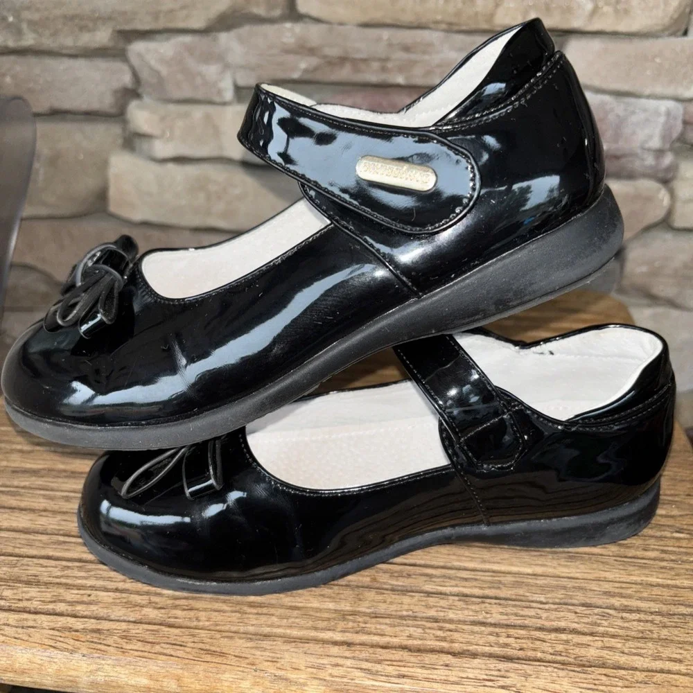 Girl's Tongbeixiu Youth US Size 1 EU32 Black Patent Leather Mary Jane Shoes